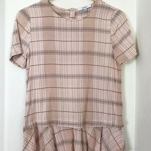 Ro & De pink blouse with ruffle detail